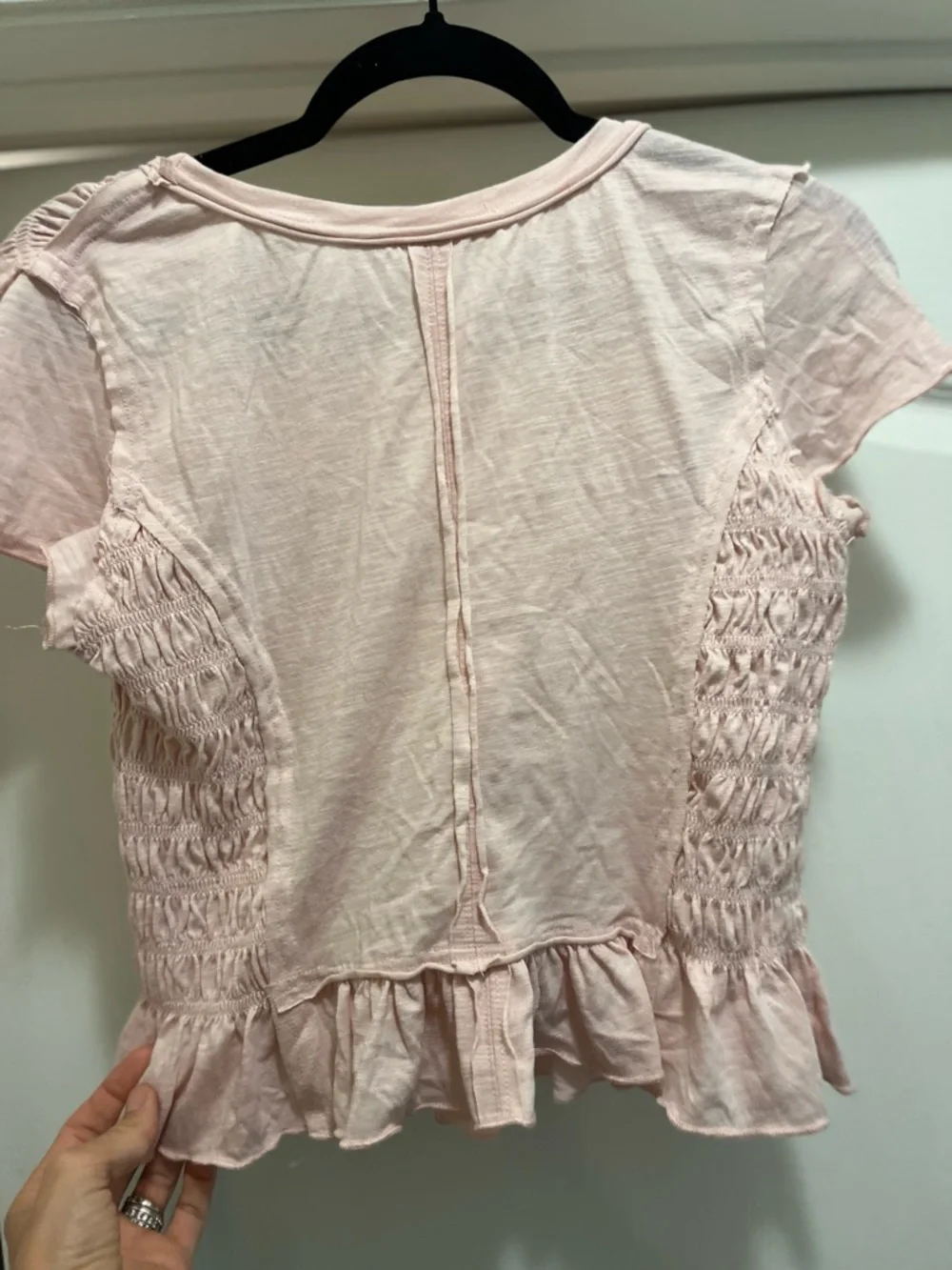 Smocked Light Pink Ruffle Hem Tee - Picture 4 of 4